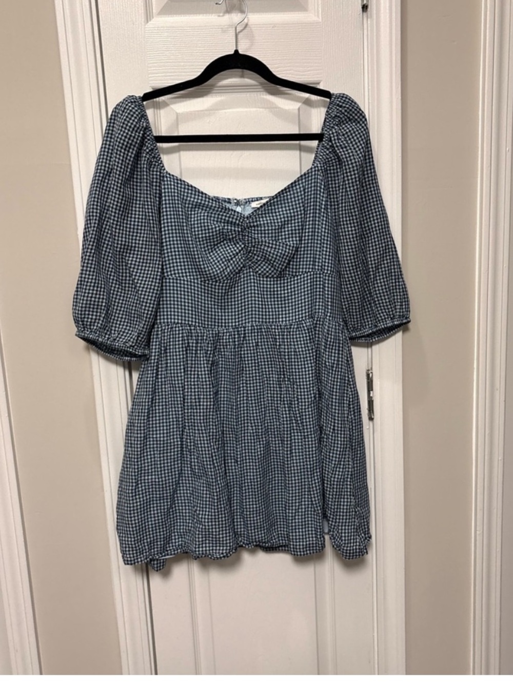 American eagle navy gingham mini dress